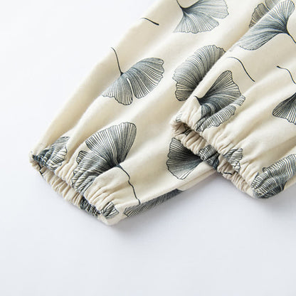 Ensemble pyjama en coton brossé avec feuilles de ginkgo - image 14