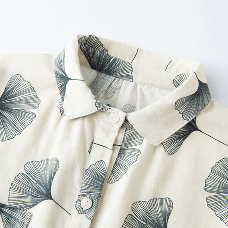 Ensemble pyjama en coton brossé avec feuilles de ginkgo - image 8