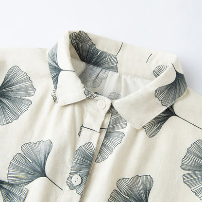 Ensemble pyjama en coton brossé avec feuilles de ginkgo - image 8