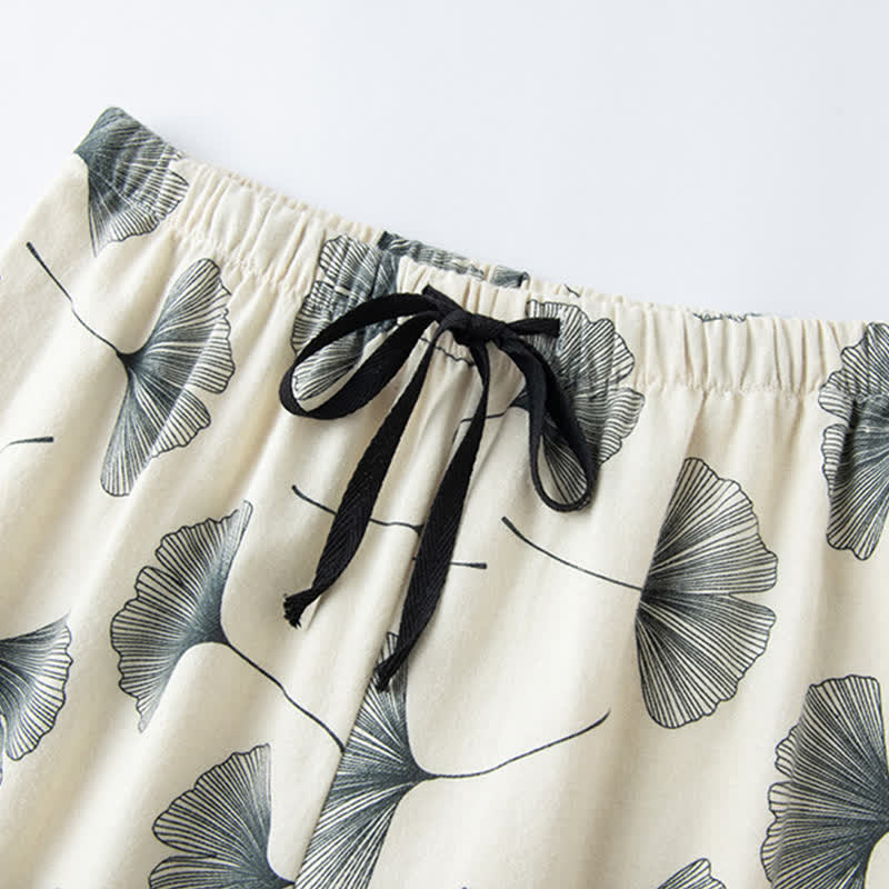 Ensemble pyjama en coton brossé avec feuilles de ginkgo - image 13