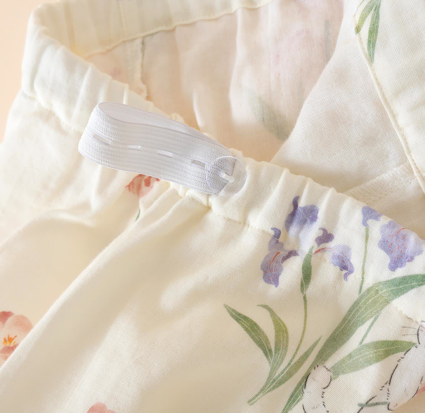 Pyjama kimono en gaze de coton à motif floral et chat - image 13