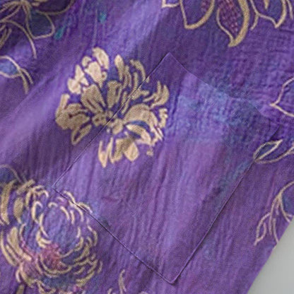 Peignoir kimono bicolore en gaze de coton à motif pivoine - image 4