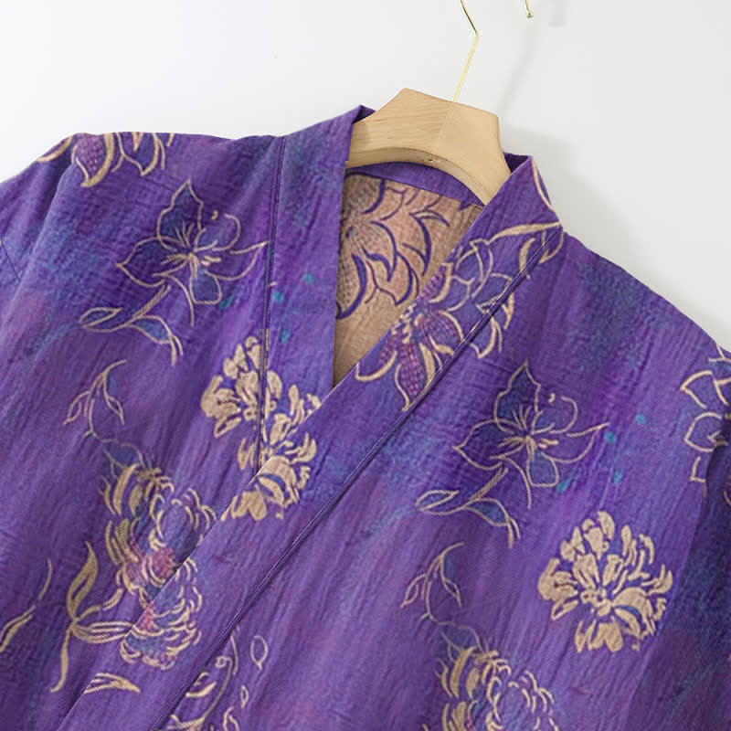 Ensemble de vêtements d'intérieur kimono en gaze de coton pivoine - image 2