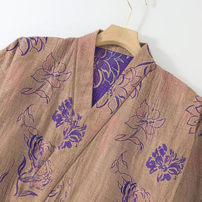 Ensemble de vêtements d'intérieur kimono en gaze de coton pivoine - image 5