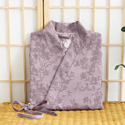 Peignoir kimono discret à motif floral et poche - image 11