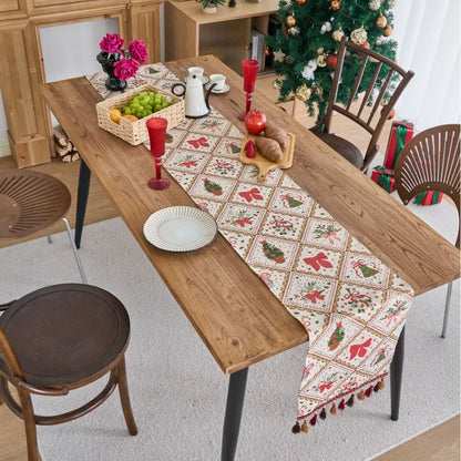Chemin de table jacquard de Noël avec motif nœud et losange - image 2