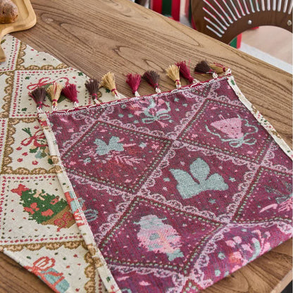 Chemin de table jacquard de Noël avec motif nœud et losange - image 4