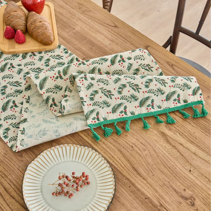 Chemin de table avec motif d'aiguilles de pin et de baies - image 3