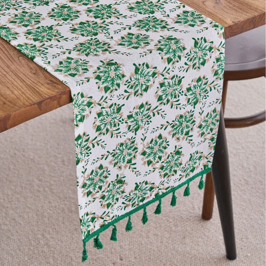 Chemin de table de Noël avec motif de fleurs d'edelweiss - 33 cm x 275 cm - image 0