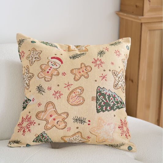 Coussin Jacquard Bonhomme en pain d'épices de Noël - 60cm x 60cm - image 0