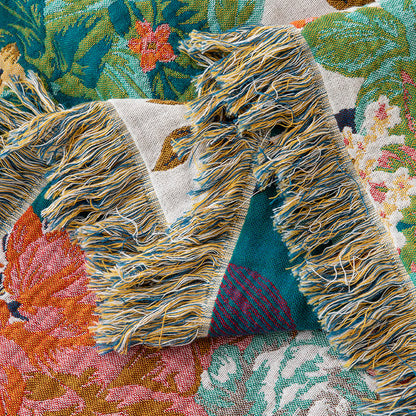 Couette fleurie Wonderland en coton naturel avec pompons - image 6