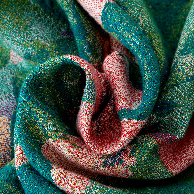 Couette d'art botanique avec pompons en coton naturel - image 4