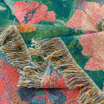 Couette d'art botanique avec pompons en coton naturel - image 5