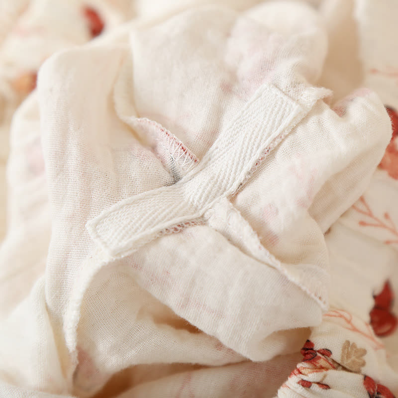 Pyjama kimono en gaze de coton aux motifs cerises et champignons - image 4