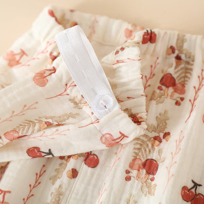 Pyjama kimono en gaze de coton aux motifs cerises et champignons - image 3