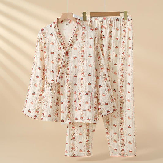 Pyjama kimono en gaze de coton aux motifs cerises et champignons - XL - image 0