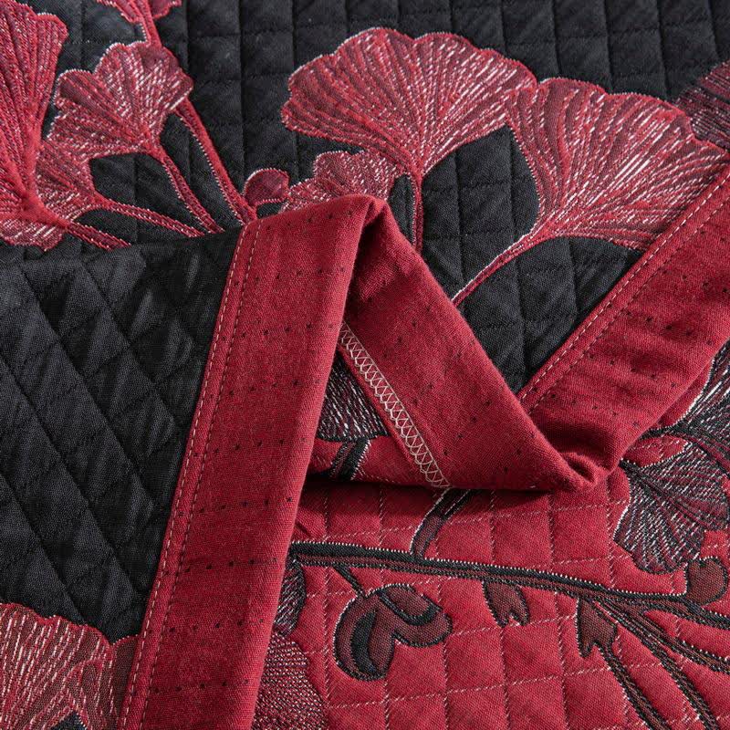 Couette réversible en coton avec feuilles de ginkgo orange - image 19