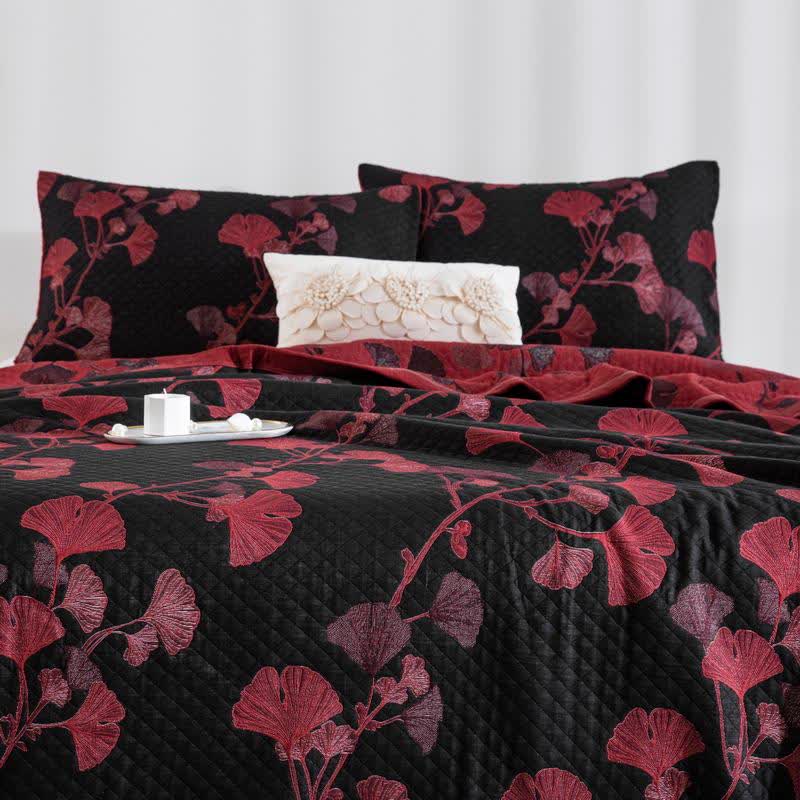 Couette réversible en coton avec feuilles de ginkgo orange - image 14
