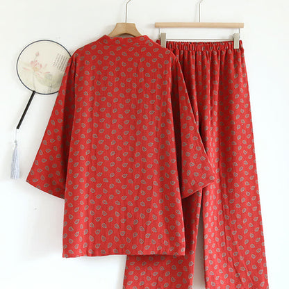 Pyjama jacquard d'inspiration cachemire en gaze de coton - image 1