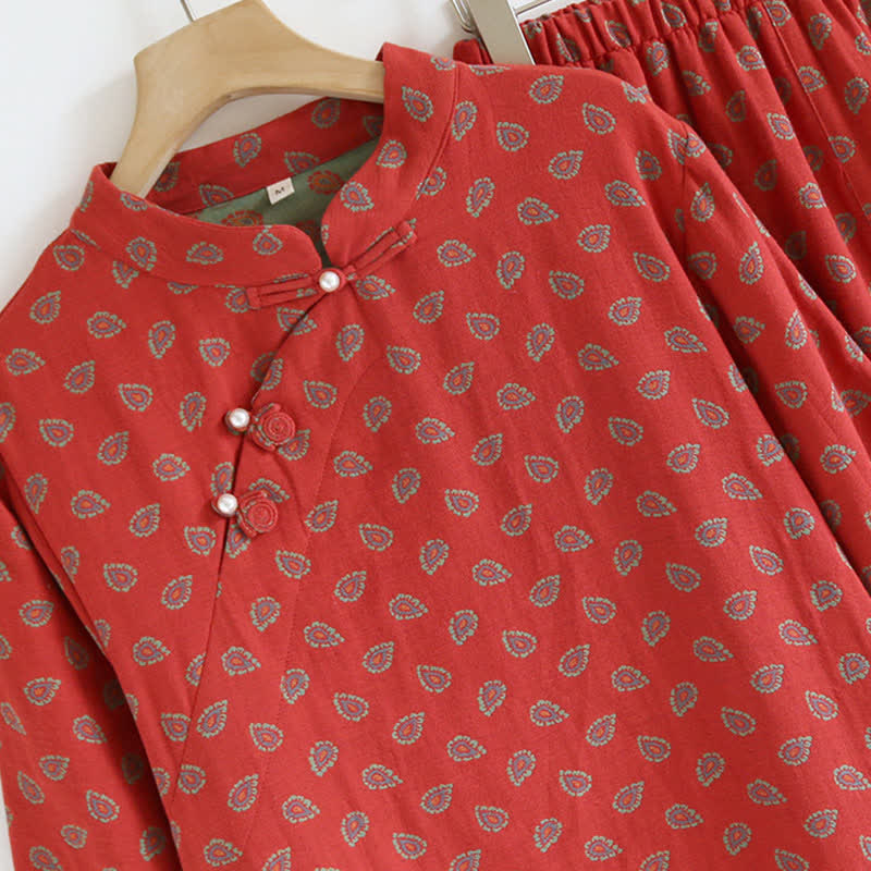 Pyjama jacquard d'inspiration cachemire en gaze de coton - image 3