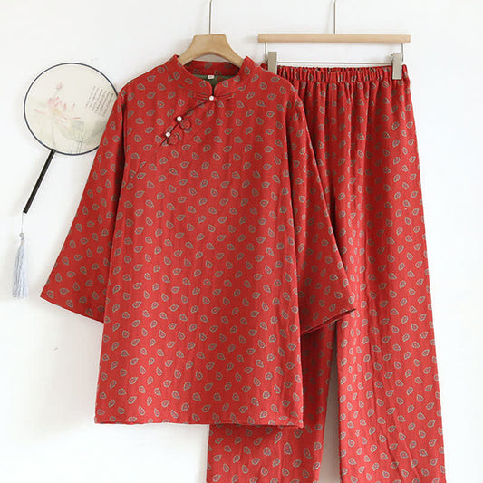 Pyjama jacquard d'inspiration cachemire en gaze de coton - XL - image 0
