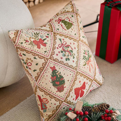 Coussin jacquard de Noël avec nœud et diamants - image 1