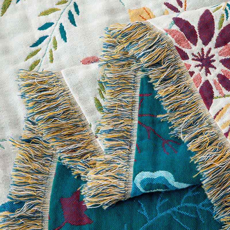 Couette à pompons en coton naturel avec vignes florales - image 6
