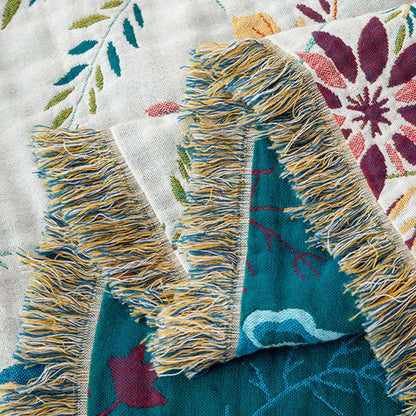Couette à pompons en coton naturel avec vignes florales - image 6