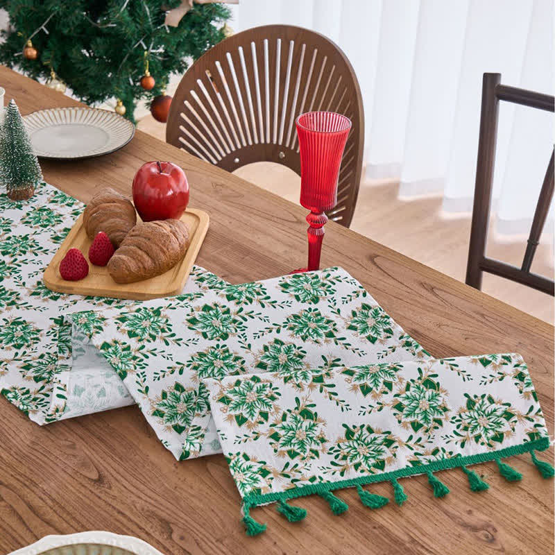 Chemin de table de Noël avec motif de fleurs d'edelweiss - image 3