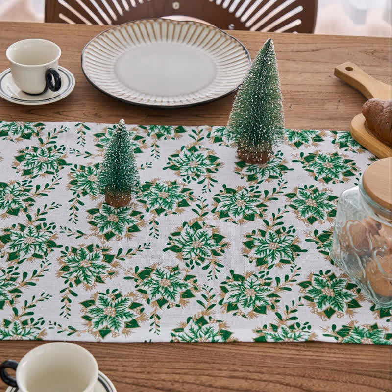 Chemin de table de Noël avec motif de fleurs d'edelweiss - image 2