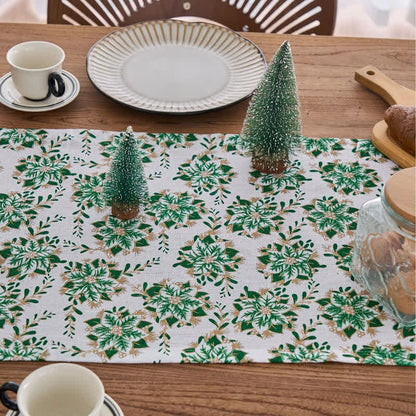 Chemin de table de Noël avec motif de fleurs d'edelweiss - image 2