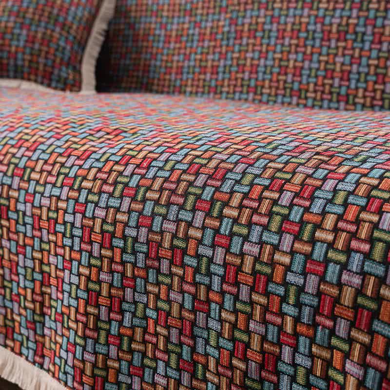 Couverture de canapé à nœuds géométriques colorés - image 5