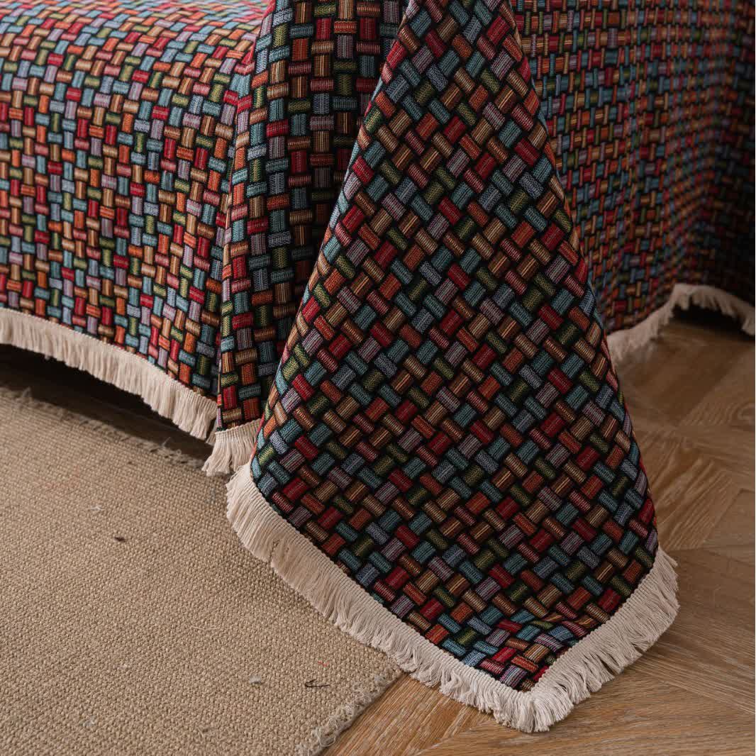 Couverture de canapé à nœuds géométriques colorés - image 4