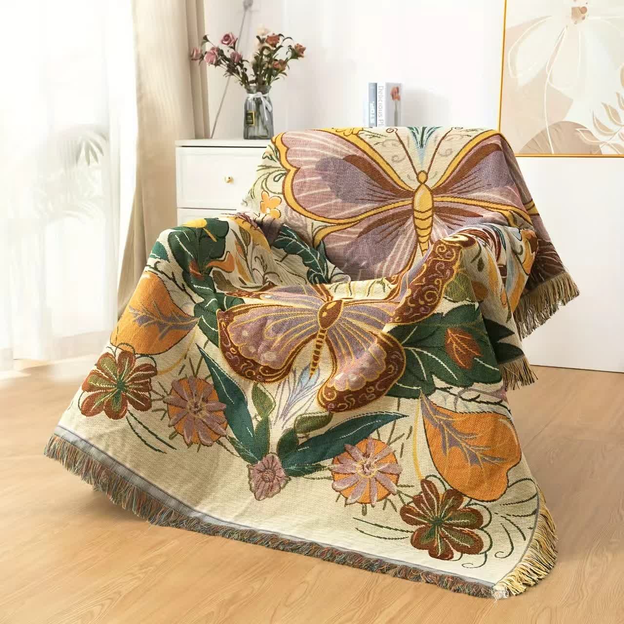 Couverture de canapé colorée avec des fleurs florales - image 1