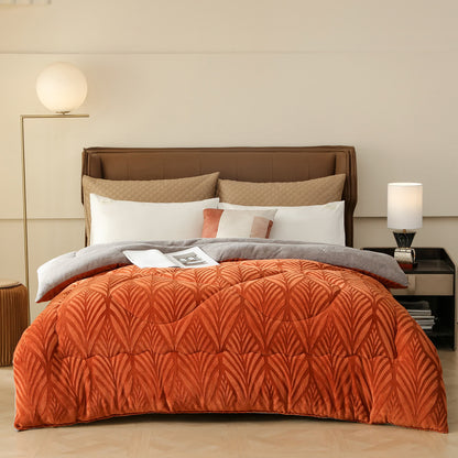 Couverture polaire luxueuse en relief - Orange - 220cm x 240cm - image 0
