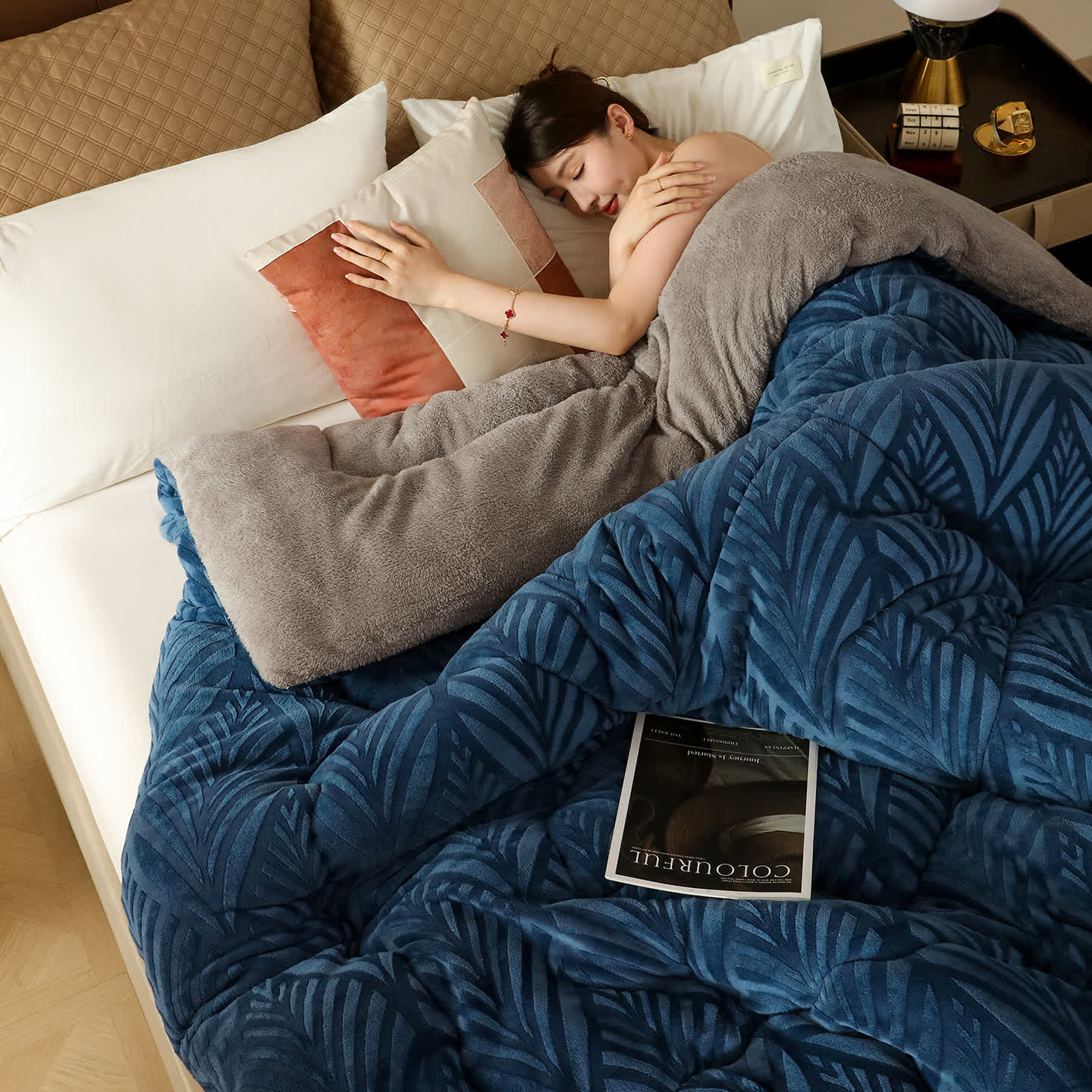 Couverture polaire luxueuse en relief - image 6