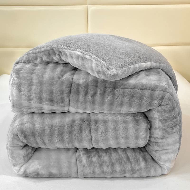 Couvertures Sherpa moelleuses et chaudes avec dégradé de couleurs - Gris - 220cm x 240cm - image 6