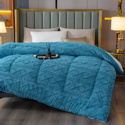Couverture Sherpa de luxe en relief de diamants - Bleu - 229 cm x 259 cm - image 4