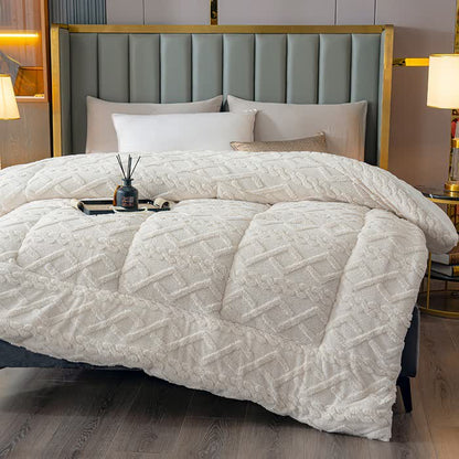 Couverture Sherpa de luxe en relief de diamants - Beige - 229 cm x 259 cm - image 6
