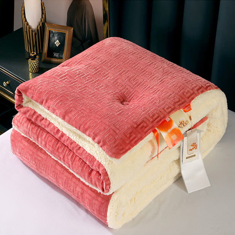 Couverture Sherpa avec gaufrage géométrique - rose foncé - 220cm x 240cm - image 12