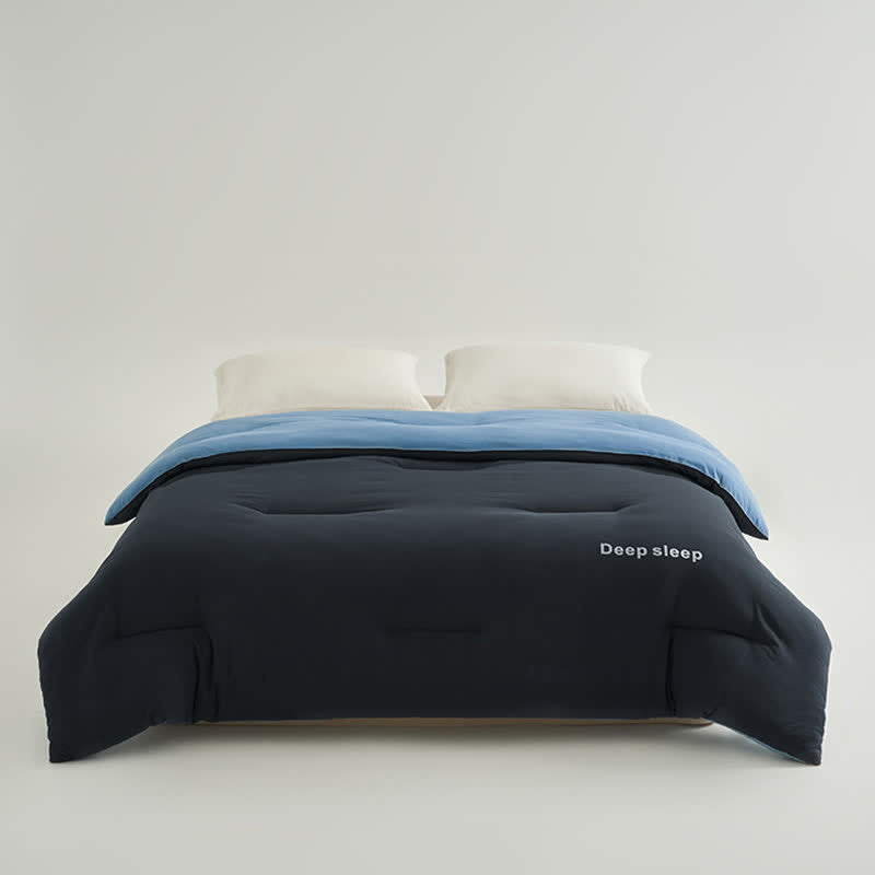 Couette avec imprimé lettres pour un sommeil profond - Gris foncé et bleu marine - 220cm x 240cm - image 14
