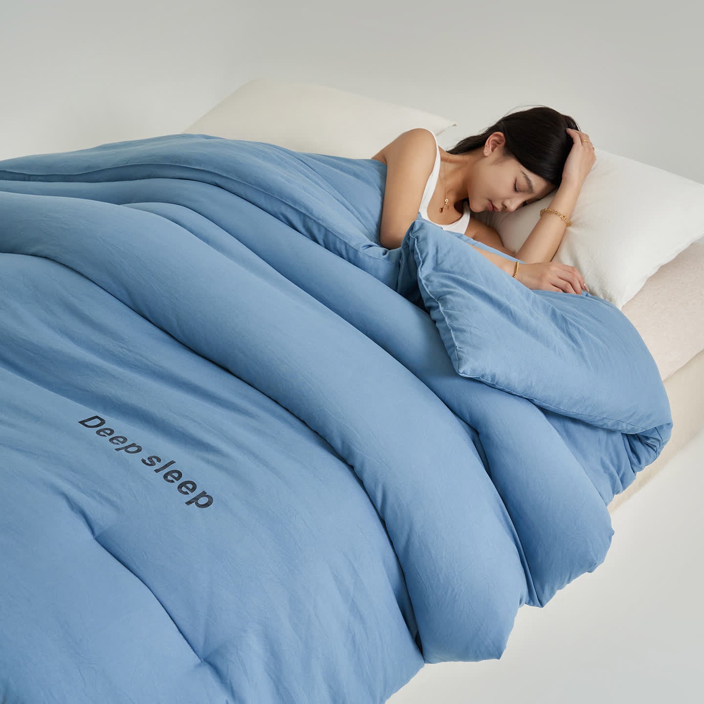 Couette avec imprimé lettres pour un sommeil profond - Bleu de la mer - 220cm x 240cm - image 13