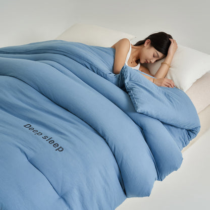 Couette avec imprimé lettres pour un sommeil profond - Bleu de la mer - 220cm x 240cm - image 13