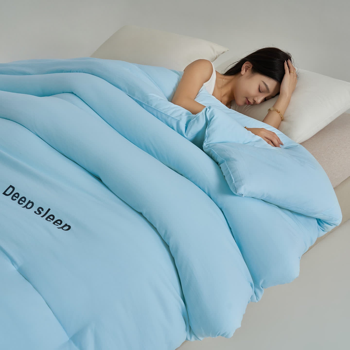 Couette avec imprimé lettres pour un sommeil profond - Bleu ciel - 220cm x 240cm - image 11