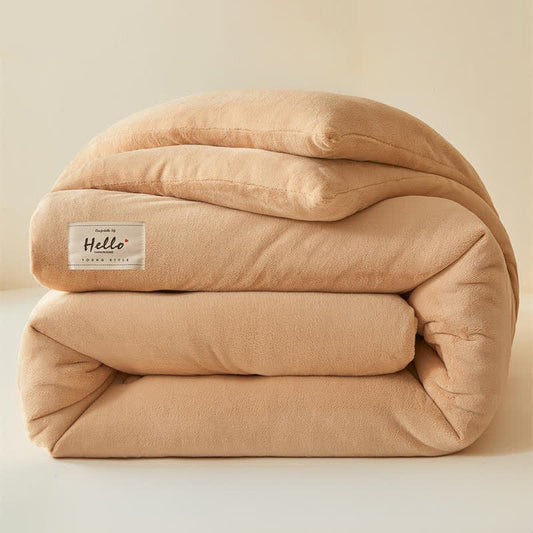 Couverture en peluche simple, unie et chaude - chameau - 200 cm x 230 cm - image 0