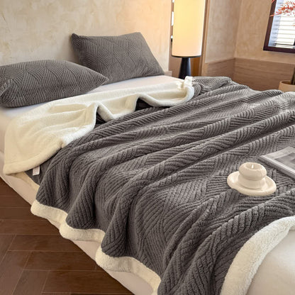 Couverture réversible chaude en sherpa - Gris - 2 taies d'oreiller - 48 cm x 74 cm - image 12