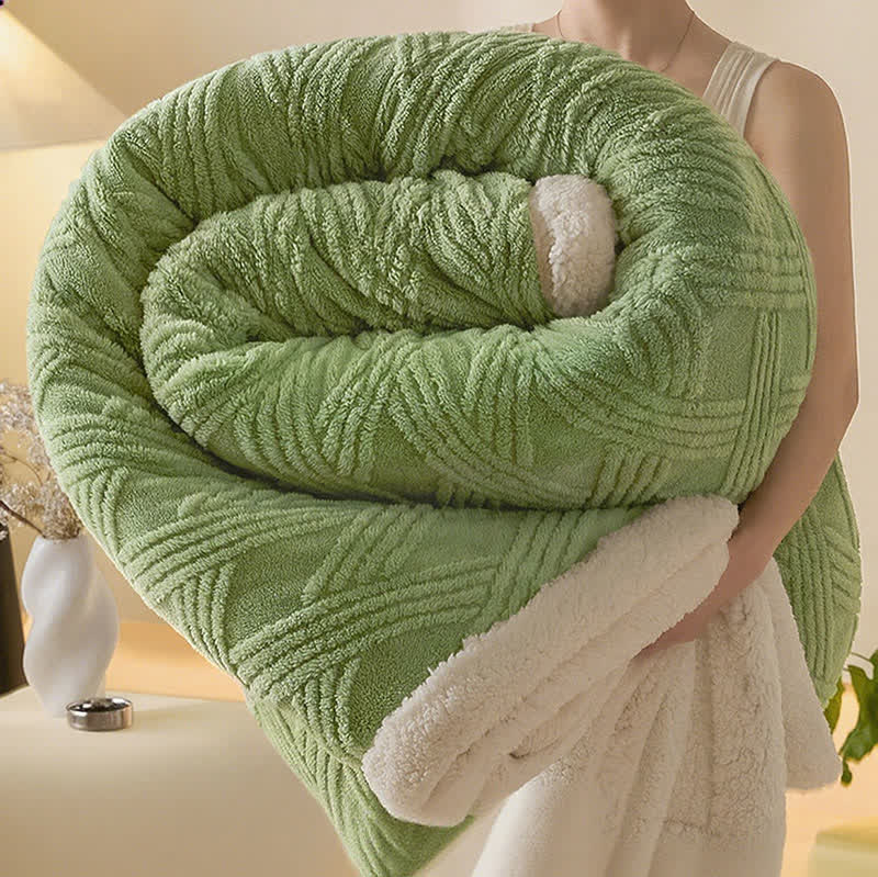 Couverture chaude avec structure en losanges rayés - Vert - 2 taies d'oreiller - 48 cm x 74 cm - image 15