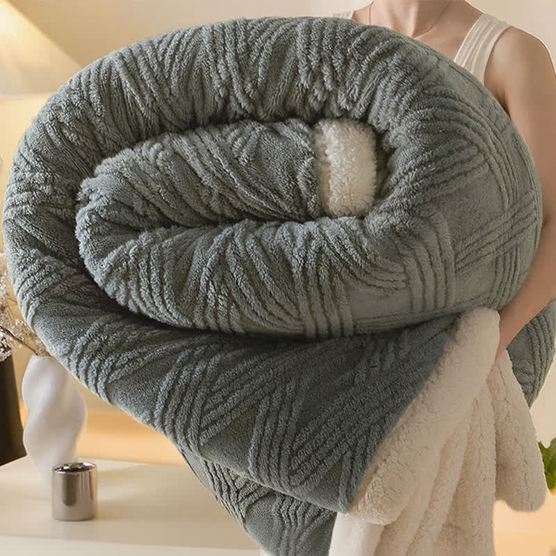 Couverture chaude avec structure en losanges rayés - gris foncé - 2 taies d'oreiller - 48 cm x 74 cm - image 13