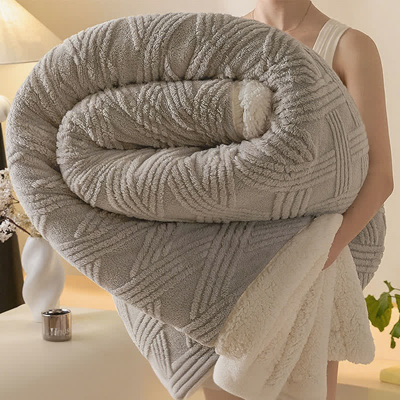 Couverture chaude avec structure en losanges rayés - Gris clair - 2 taies d'oreiller - 48 cm x 74 cm - image 12