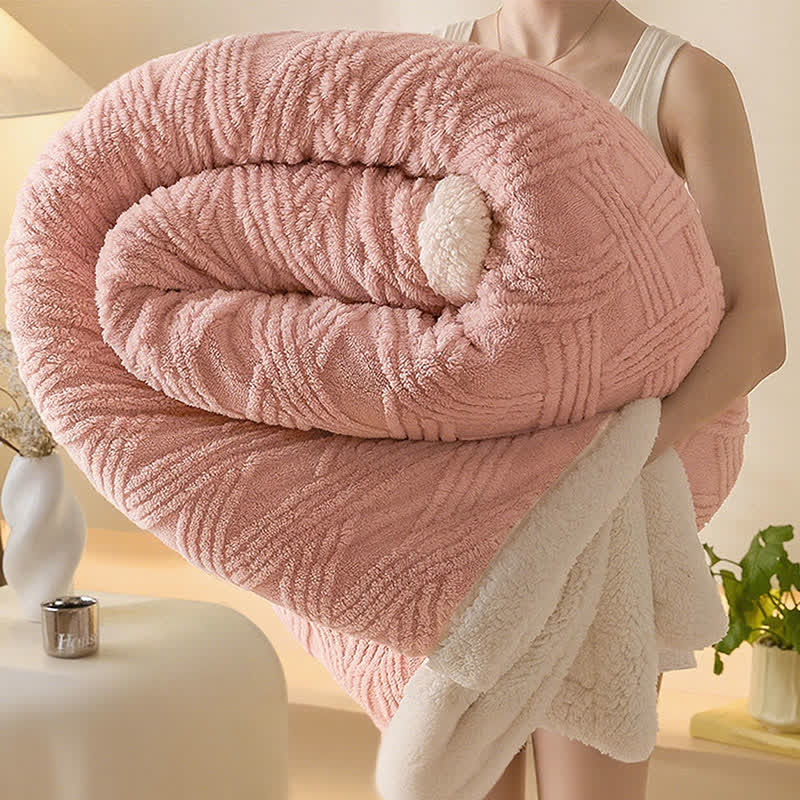 Couverture chaude avec structure en losanges rayés - Rose - 2 taies d'oreiller - 48 cm x 74 cm - image 8